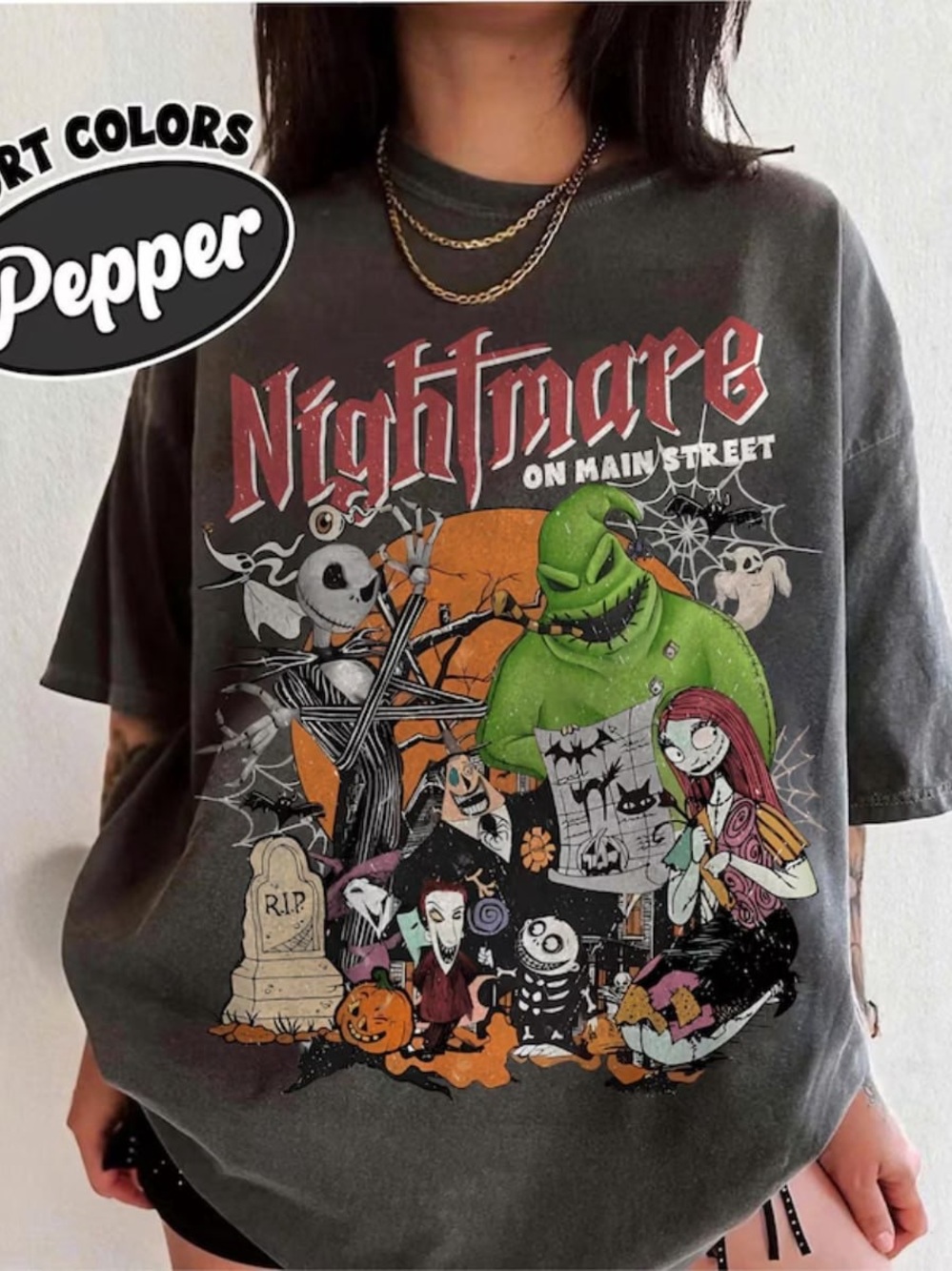 Comfort Colors Pepper Nightmare On Main Street Graphic Tee